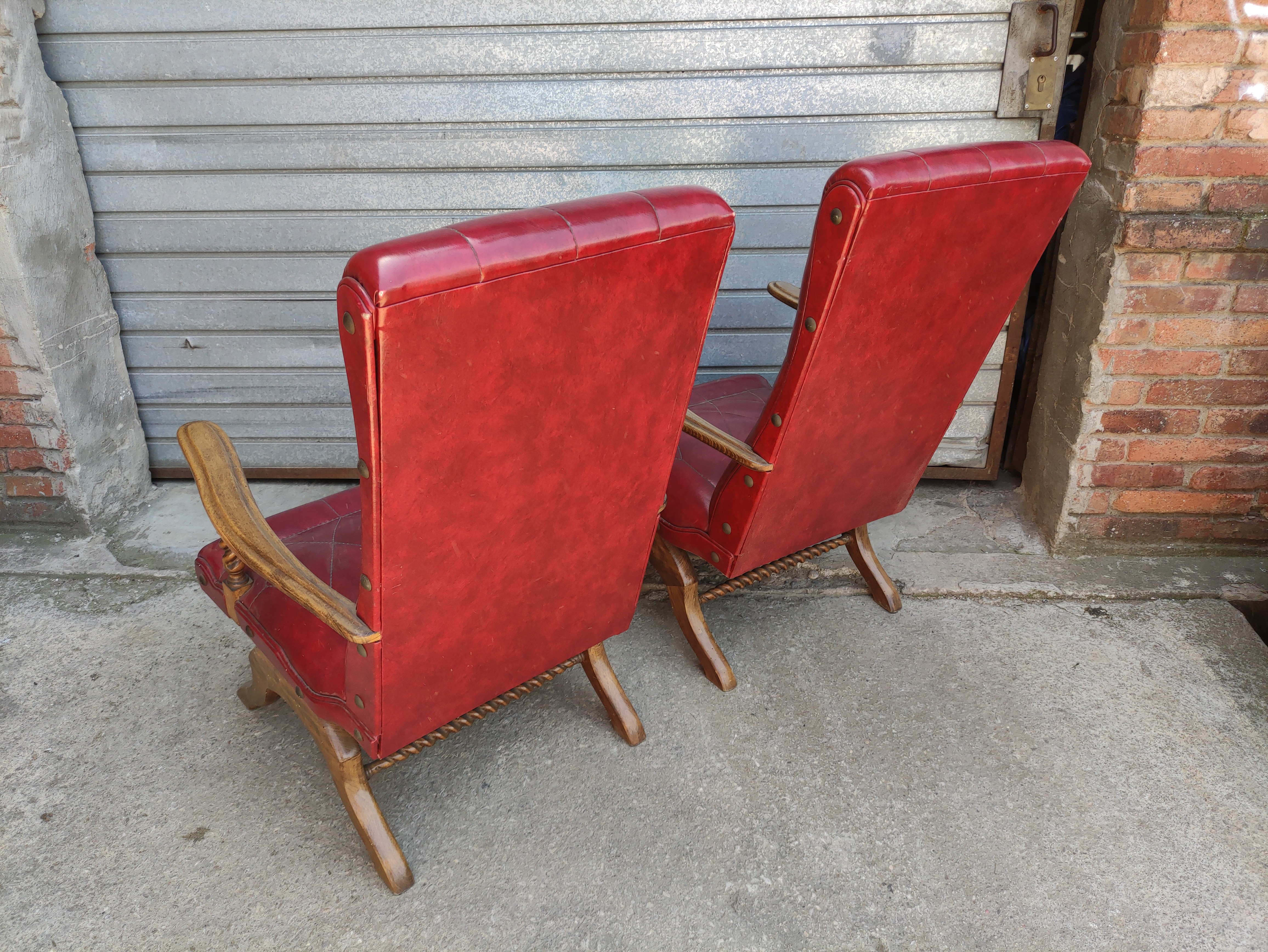 butaca sillon skay rojo madera 38-103x65x75 2u